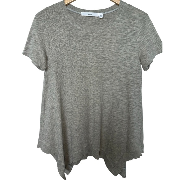 WILT Short Sleeve Slub Jersey Crewneck Tee Asymmetrical Hem Heather Grey Top XS - Picture 1 of 5